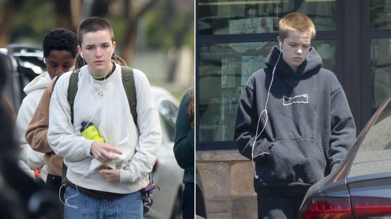 Seraphina Affleck (L) Shiloh Jolie-Pitt (R) buzzcut