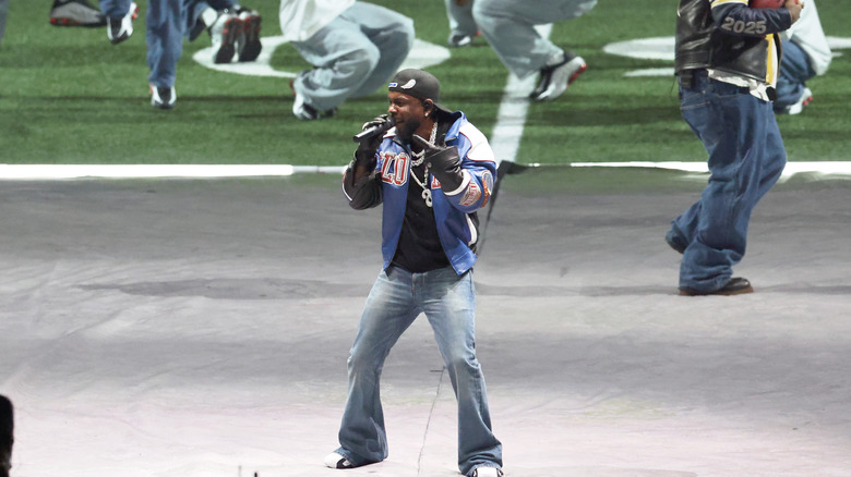 Kendrick Lamar performs at the Super Bowl LIX halftime show in February 2025