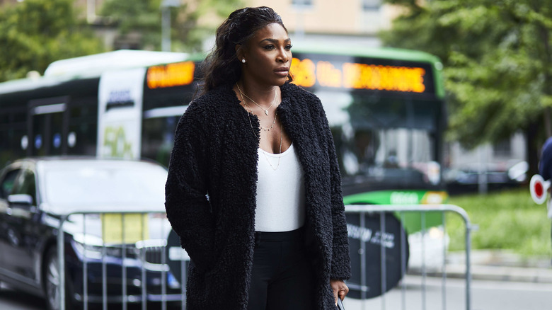 Serena Williams standing at a fashion shoot