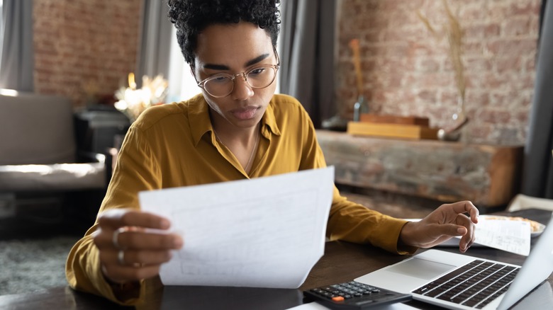 Woman planning her budget