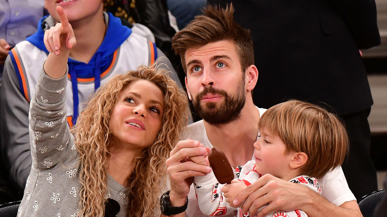 Shakira and Gerard Piqué with their two children.