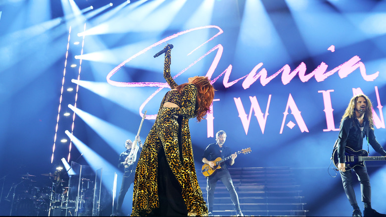 Shania Twain performs at a concert