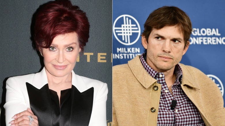 Sharon Osbourne and Ashton Kutcher split image