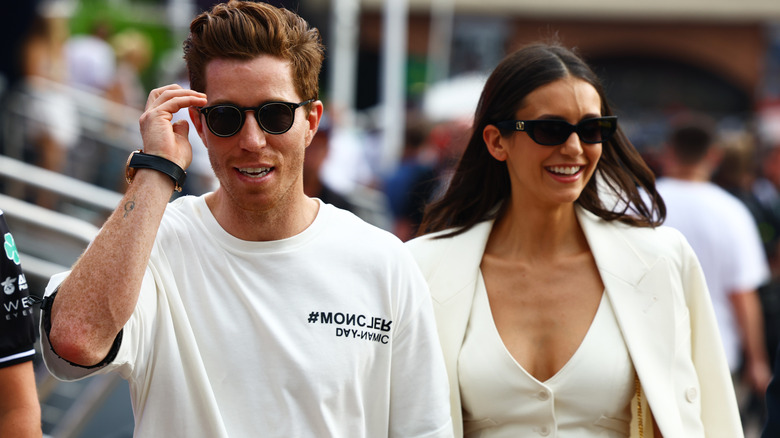 Shaun White and Nina Dobrev smiling