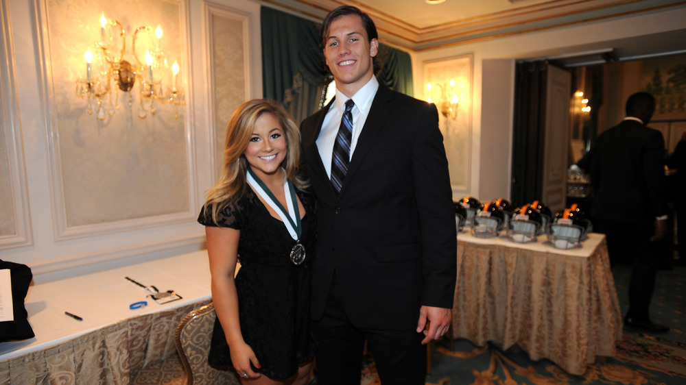 Shawn Johnson and Andrew East formally dressed