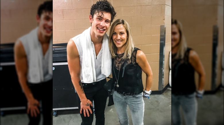 Shawn Mendes and Sheryl Crow, smiling