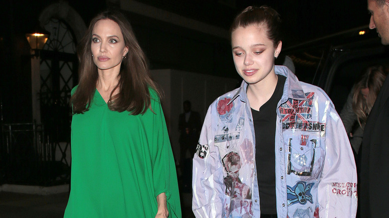 Shiloh Jolie-Pitt walking with her mom Angelina Jolie