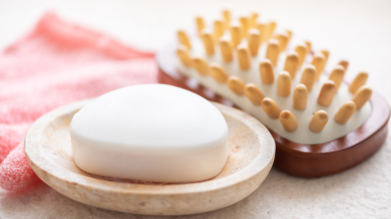 Dove Beauty Bar sitting on a soap dish