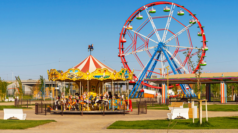 amusement park with carousel