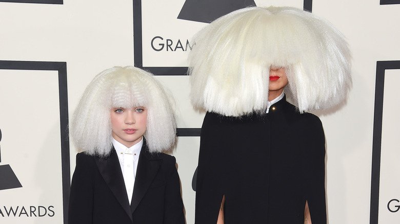 Maddie Ziegler and Sia wearing wigs