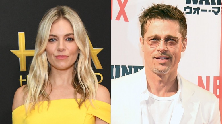 Sienna Miller, Brad Pitt split image