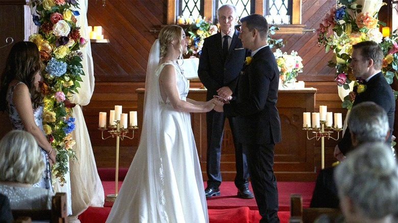 Shane and Oliver exchanging wedding vows