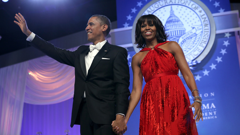 Barack and Michelle Obama on stage