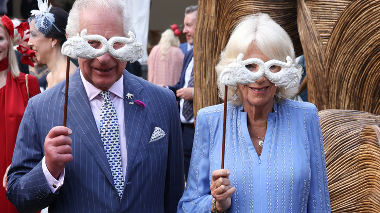 Charles and Camilla with masks