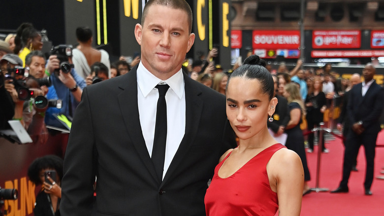 Zoë Kravitz and Channing Tatum posing together on the red carpet