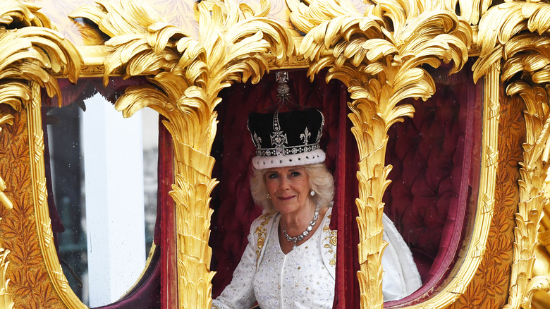 Camilla in coronation carriage