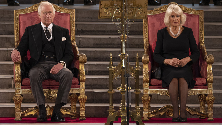 Charles and Camilla on thrones