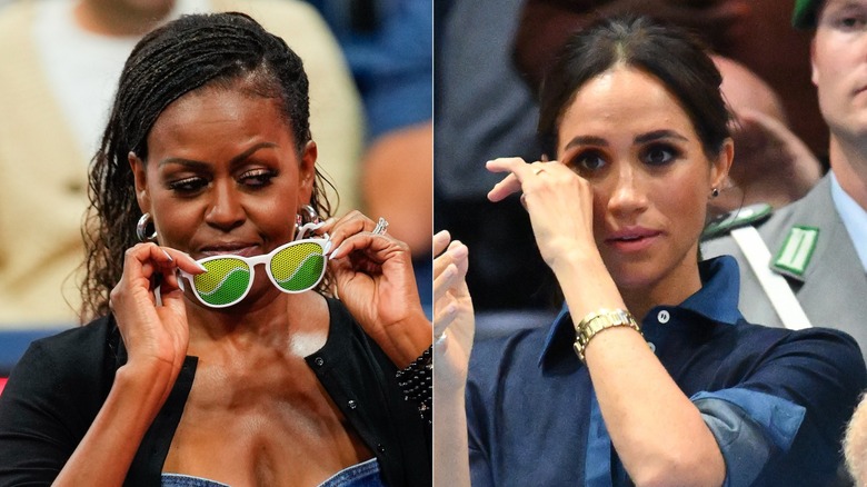 Split image of Michelle Obama and Meghan Markle