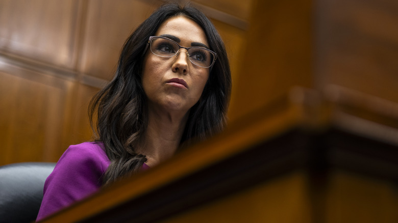 Lauren Boebert in glasses looking serious