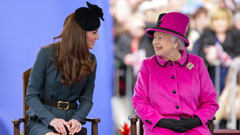 Kate Middleton and Queen Elizabeth chatting