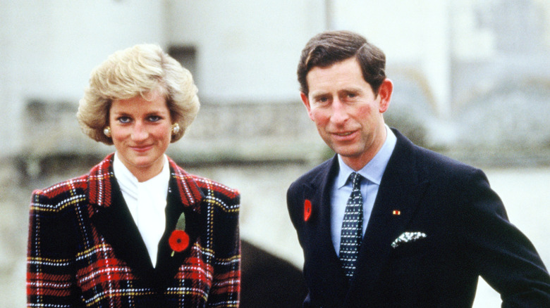 Princess Diana and King Charles III pose