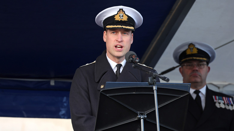 Prince William speaks to Royal Navy