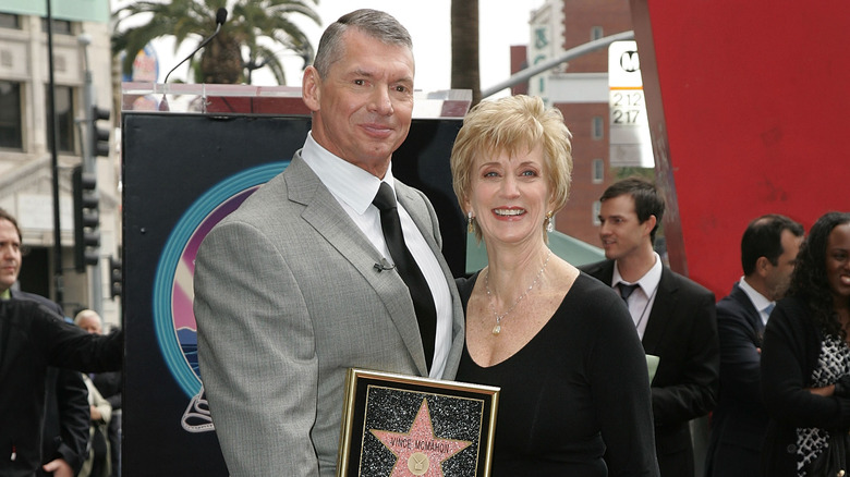 Vince McMahon and Linda McMahon holding Hollywood star