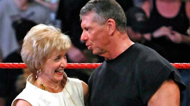 Linda McMahon and Vince McMahon in wrestling ring