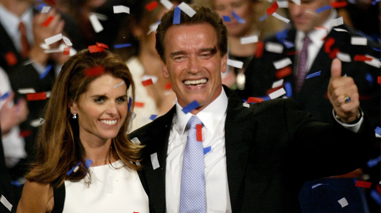 Arnold Schwarzenegger and Maria Shriver smiling