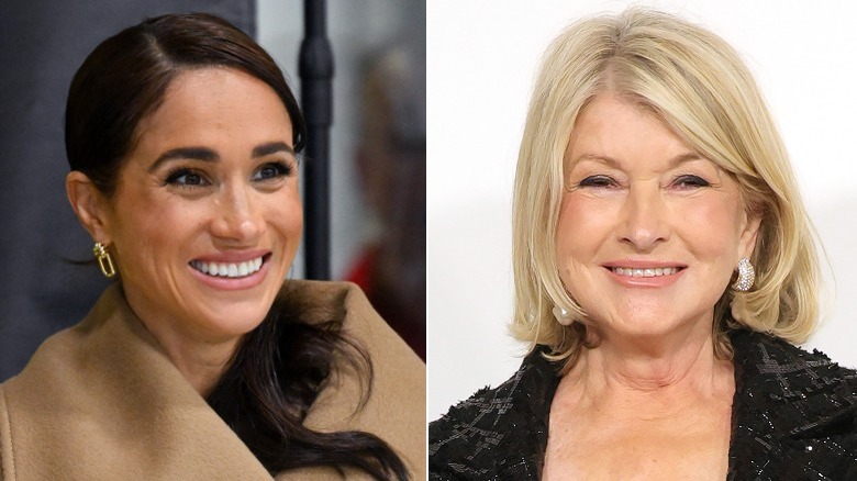 Meghan Markle (L) and Martha Stewart (R) smiling 