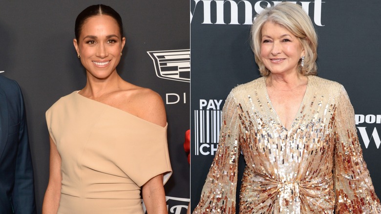 Meghan Markle (L) and Martha Stewart (R) on different red carpets events 