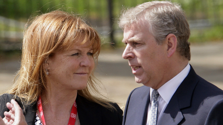 Sarah Ferguson and Prince Andrew outside