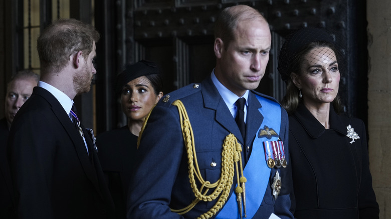 Prince Harry Meghan Markle Prince William Princess Catherine funeral