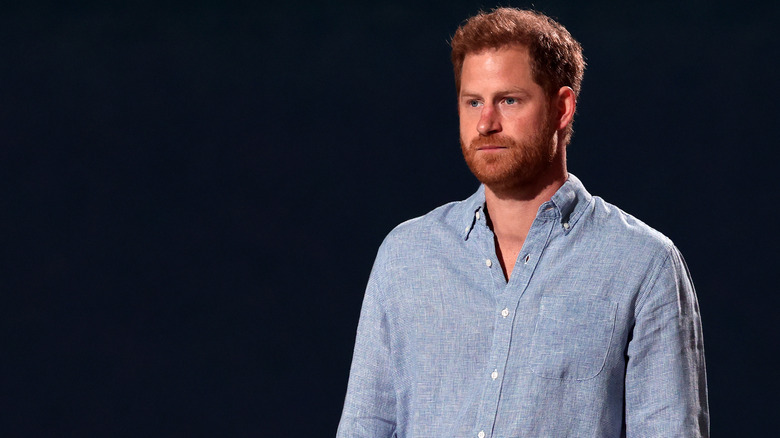 Prince Harry looking morbid