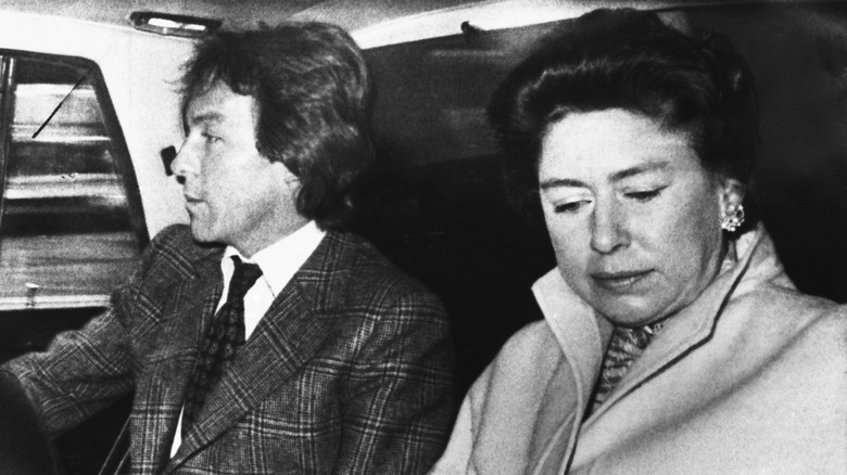 Princess Margaret and Roddy Llewellyn on their way to Heathrow Airport