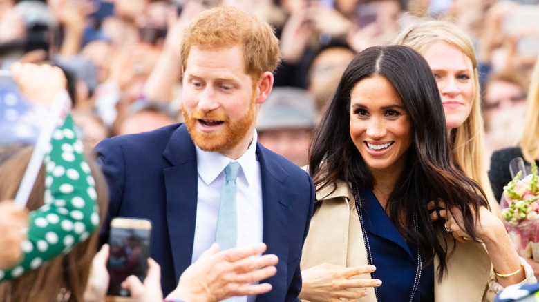 Harry and Meghan meeting fans