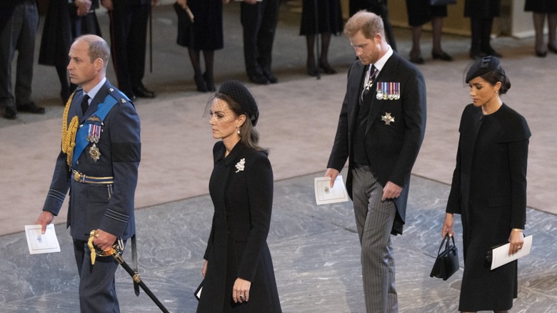 Prince William, Catherine, Prince Harry, and Meghan walking together