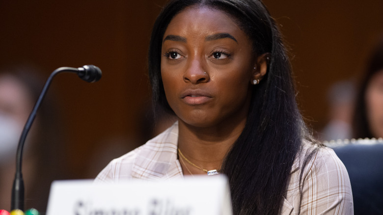 Simone Biles testifying in front of U.S. Judiciary Committee