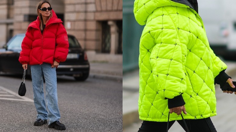 Two puffer jacket styling examples