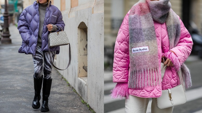 Two puffer jacket styling examples