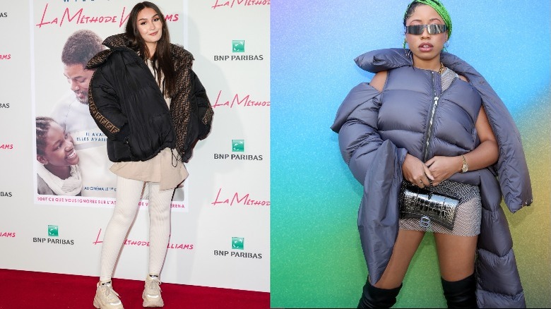 Two puffer jacket styling examples