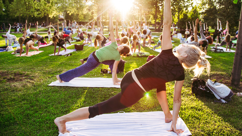 Yoga class outside