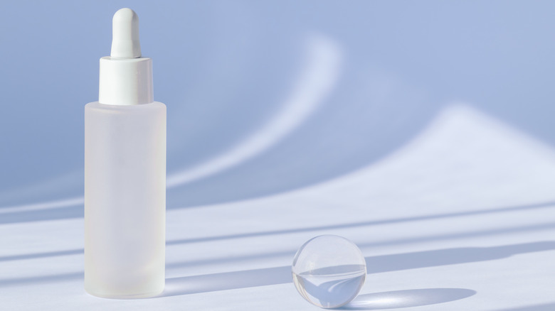 Skincare product in a clear bottle