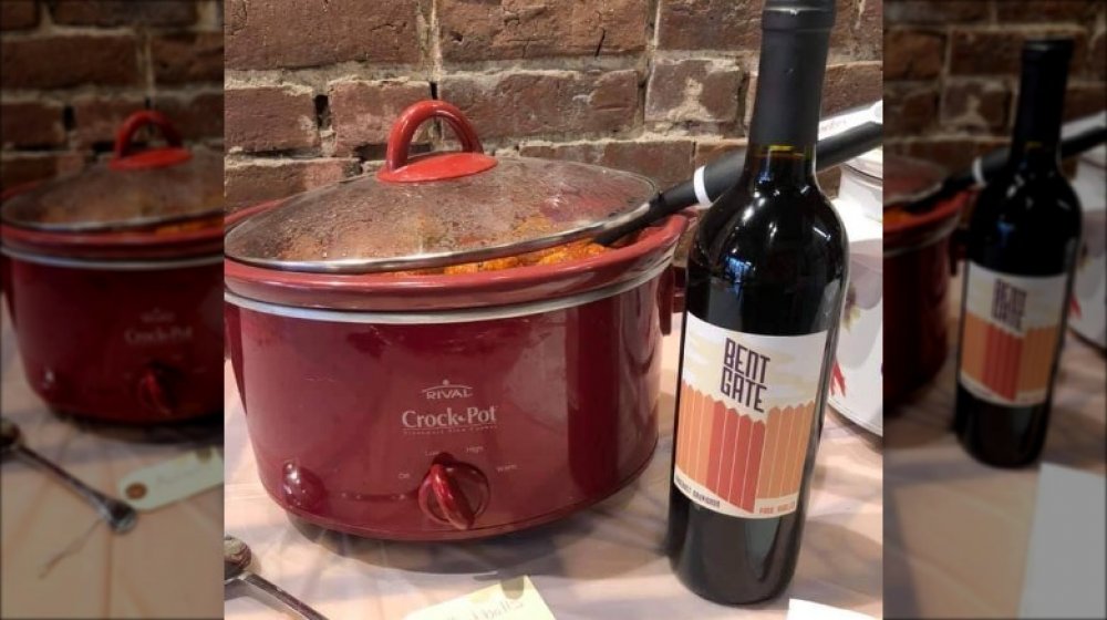 Slow cooker with wine bottle