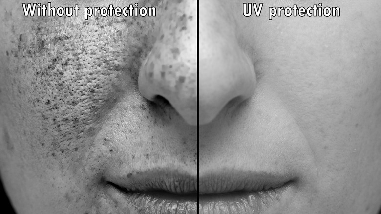 comparison with and without UV protection