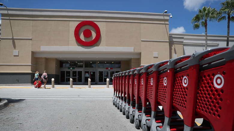 Shopping carts outside of a Target store