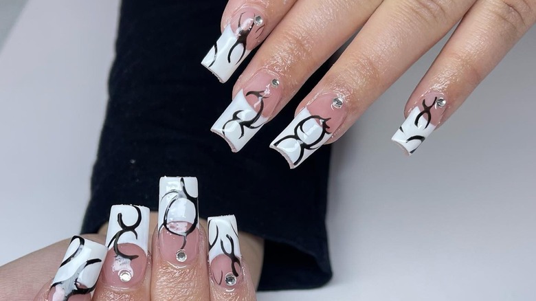 Square white tip nails