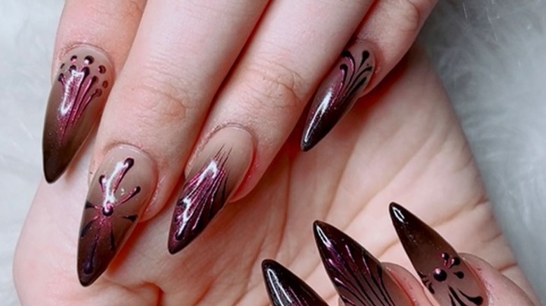 Long nails with red tips