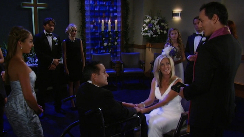 Sonny in a wheelchair marrying Carly