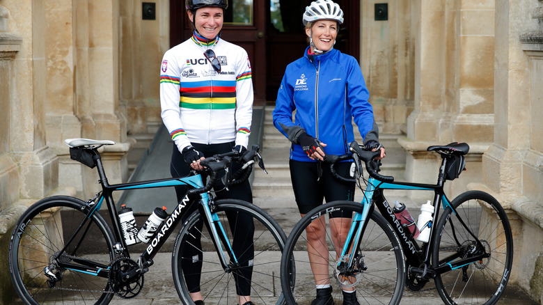 Countess of Wessex with Sarah Storey in cycling gear